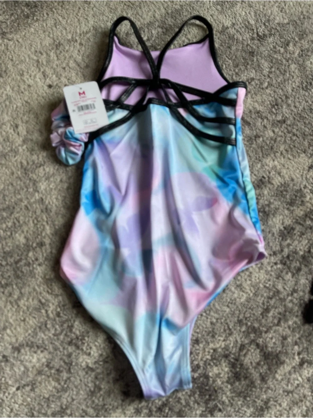 NWT Justice Girls Pastel Tie Dye Leotard w/ Matching Scrunchie Gymnastics Dance